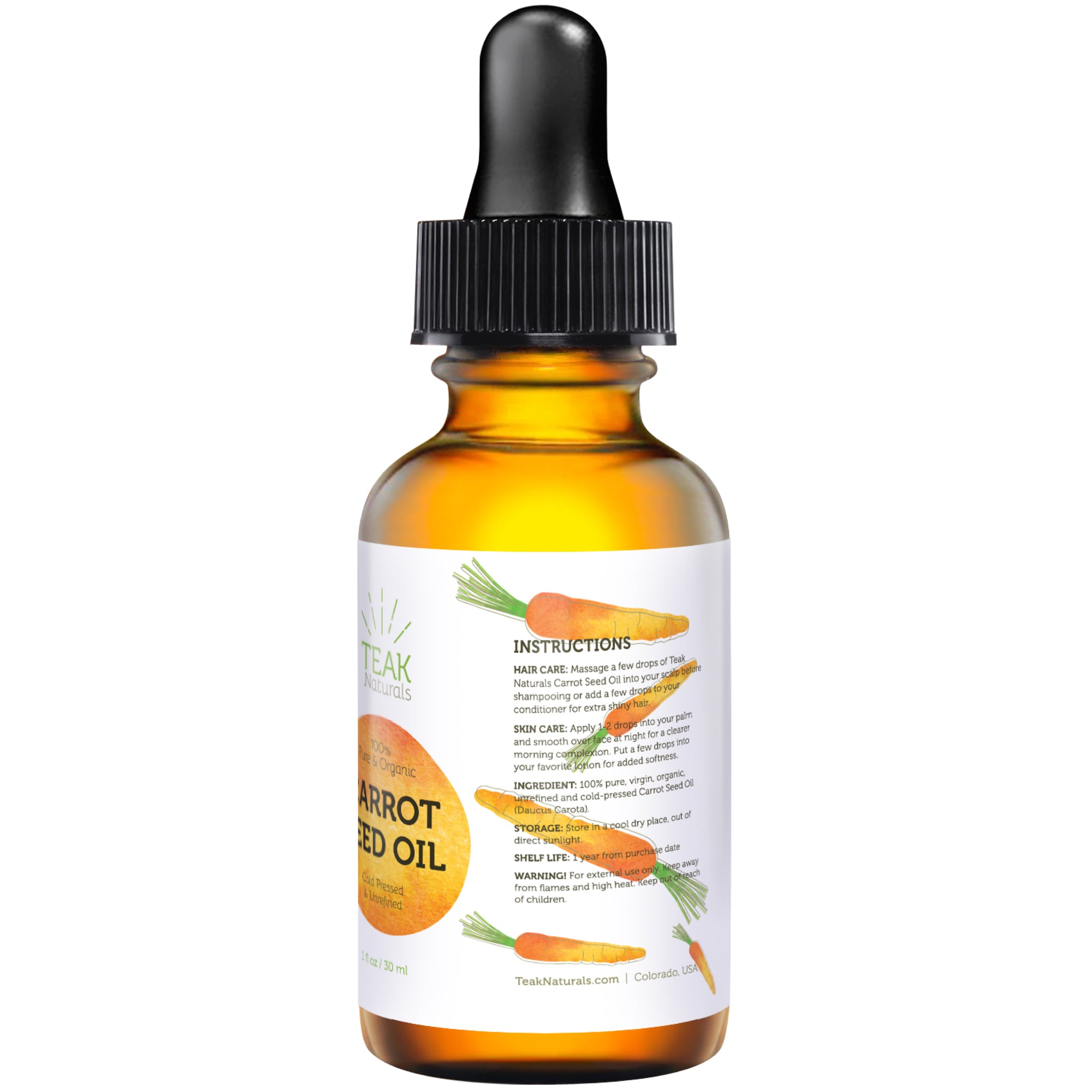 Organic Carrot Seed Oil - 1 oz – Teak Naturals