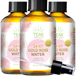 24K Gold Organic Rose Water Toner - 4 oz